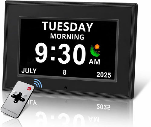 7" Digital Day & Date Clock for Seniors with Reminders & Alarms