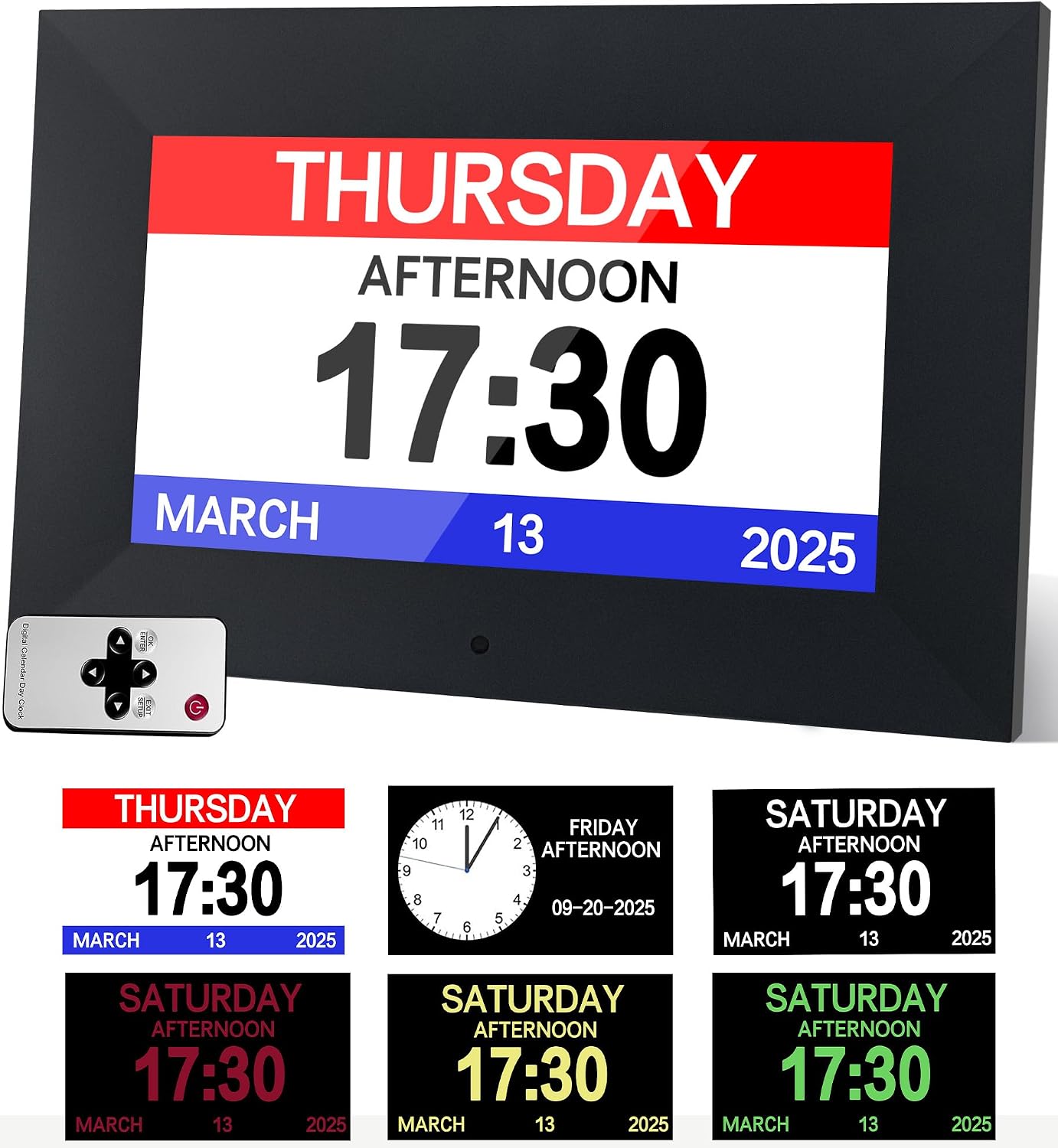 7 inch digital day and date clock for seniors