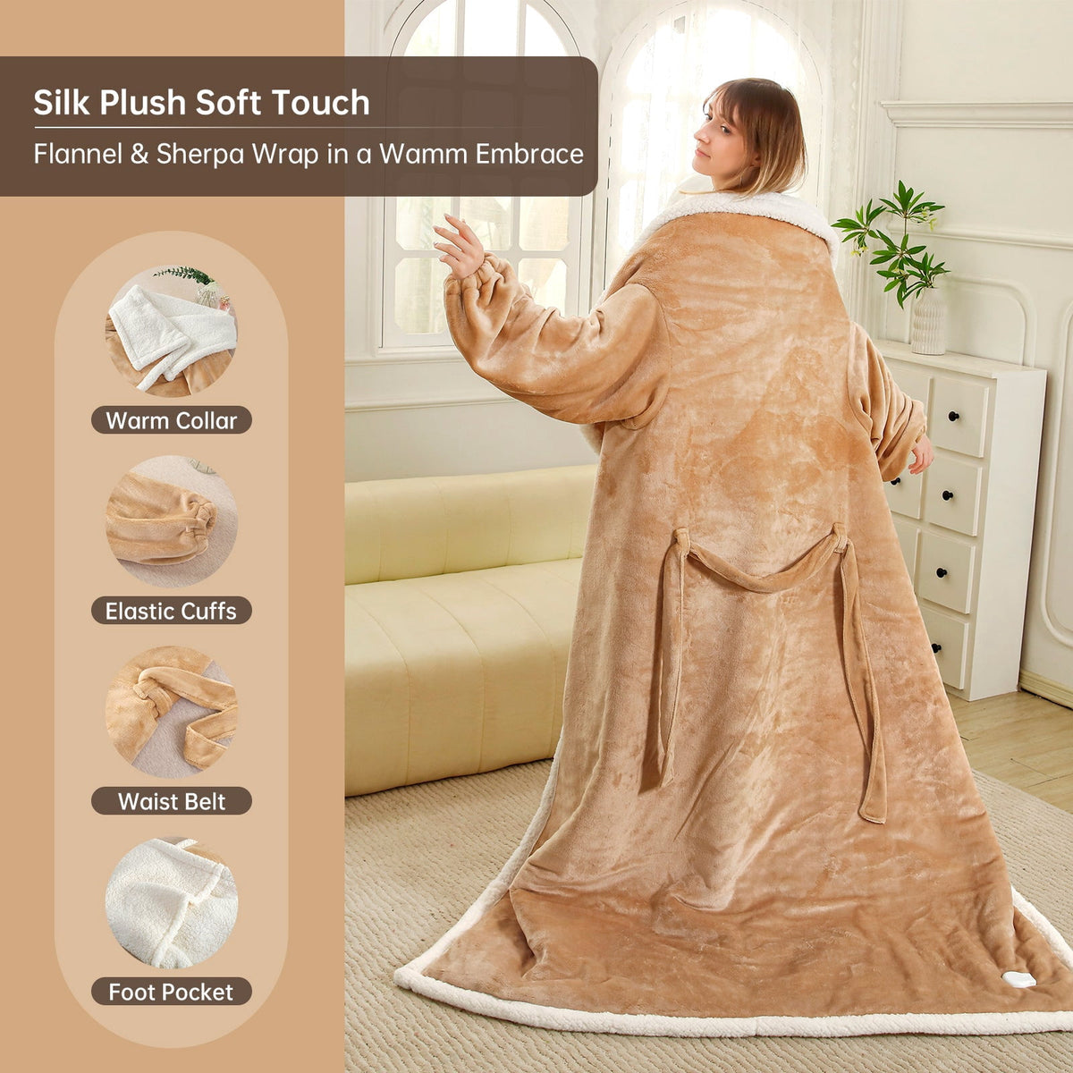 Wearable Heated Blanket Wrap with Adjustable Heat Settings