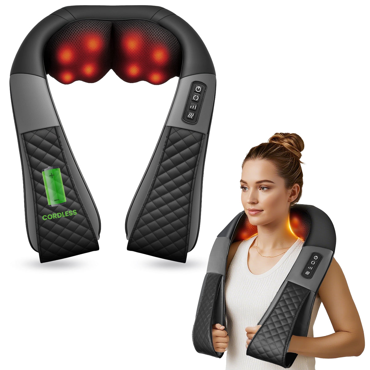Shiatsu Deep Tissue Neck & Back Massager with Heat