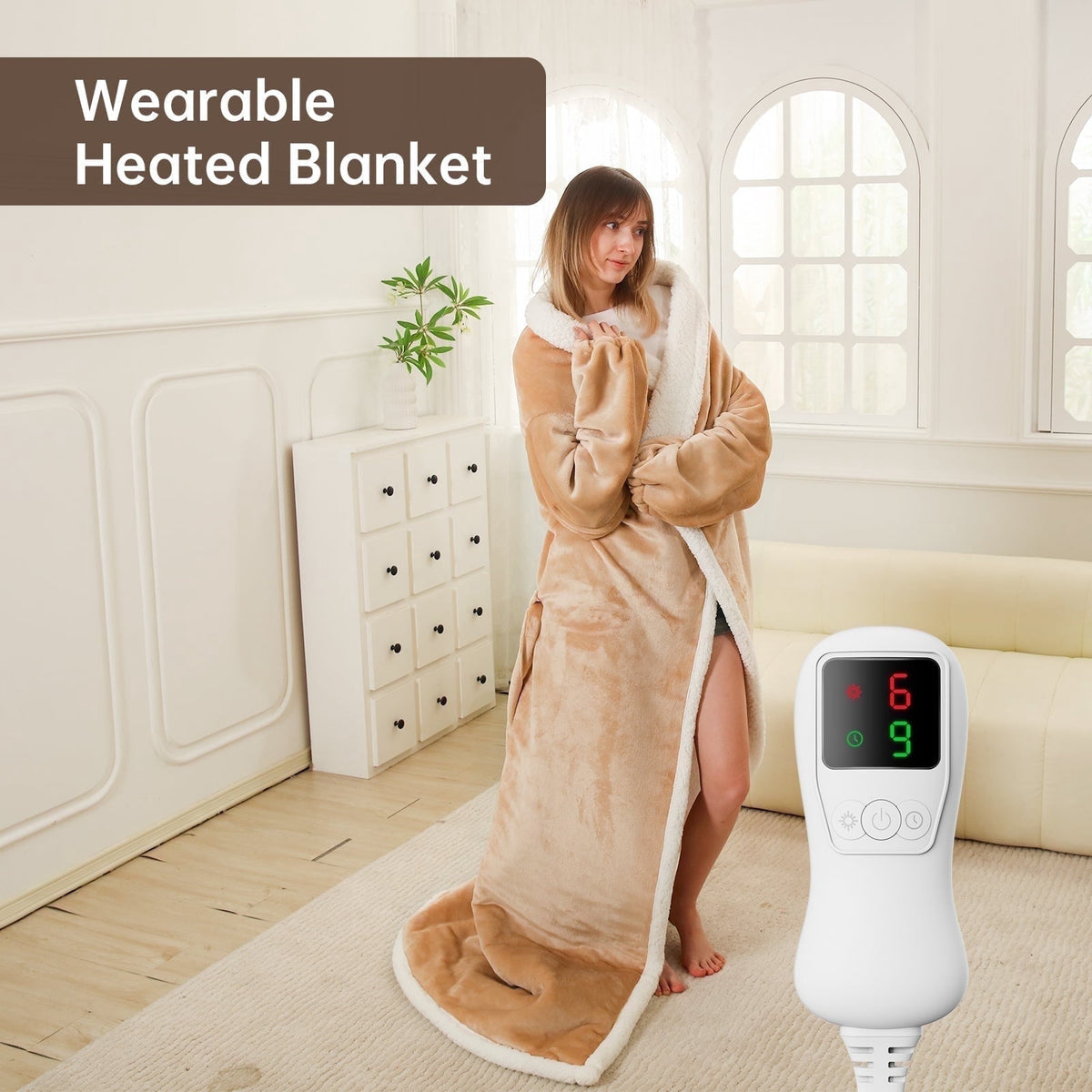 Wearable Heated Blanket Wrap with Adjustable Heat Settings