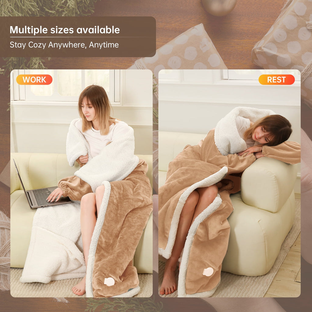 Wearable Heated Blanket Wrap with Adjustable Heat Settings