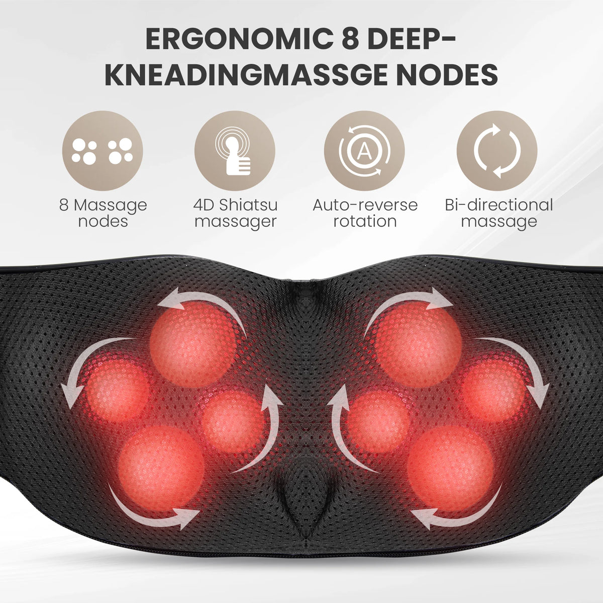 Shiatsu Deep Tissue Neck & Back Massager with Heat