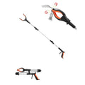 Foldable grabber reacher tool with LED light and magnetic tip